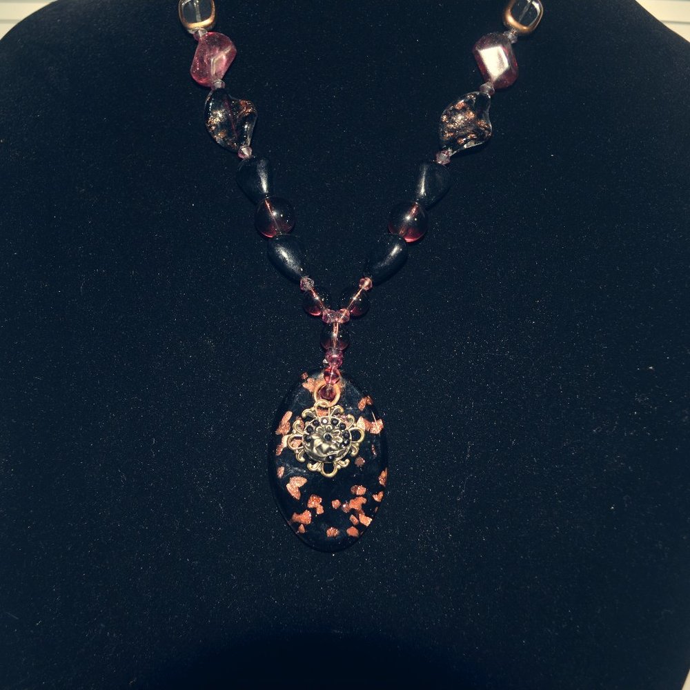 black gold foil necklace